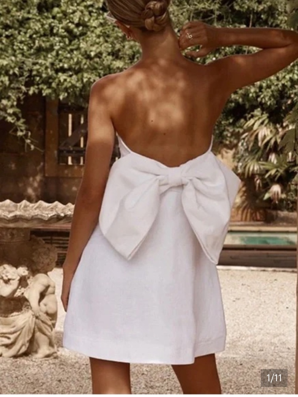 DISSH Aisle White linen bow Mini Dress
